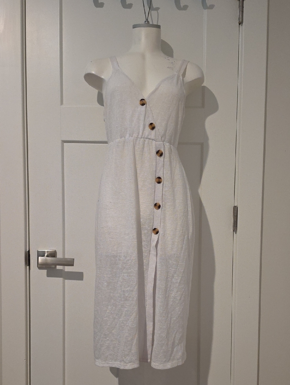 Time and Tru White Button-Front Swim Coverup